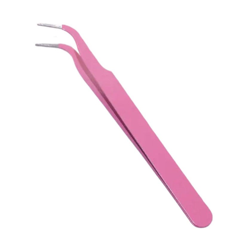 False eyelash tweezers, nail and eyelash extension tweezers, stainless steel tweezers, pointed and curved tweezers, colored tweezers